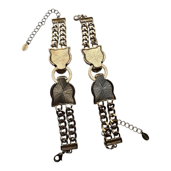 ALDO Panther Head Rhinestone Chain Link Bracelets (Set of 2) 5” - Picture 5 of 7